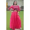 Roman Silk Gamthi Embroidered Plus Size Navratri Lehenga Choli In Pink - 158768979