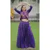 Roman Silk Gamthi Embroidered Plus Size Navratri Lehenga Choli In Purple - 158768980