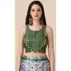 Satin Silk Plus Size Navratri Green Color Lehenga With Sequence Embroidery Work - 151514260
