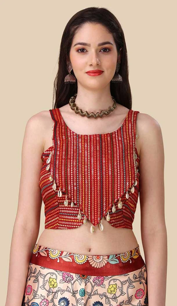Sequence Embroidery Work Maroon Color Satin Silk Navratri Lehenga Choli - 151514261