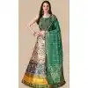 Rama Green Color Satin Silk Plus Size Navratri Lehenga With Digital Print Work - 151514263
