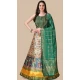 Rama Green Color Satin Silk Navratri Lehenga With Digital Print Work - 151514263