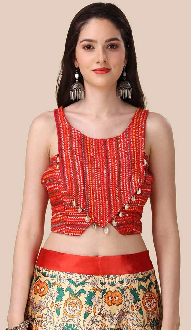 Red Color Satin Silk Navratri Designer Lehenga With Sequence Embroidery Work - 151514264