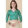Green Satin Silk Printed Party Wear Plus Size Navratri Lehenga Choli - 152154720