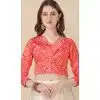 Red Satin Silk Printed Party Wear Plus Size Navratri Lehenga Choli - 152154722