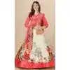 Red Satin Silk Printed Party Wear Plus Size Navratri Lehenga Choli - 152154722