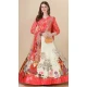 Red Satin Silk Printed Party Wear Navratri Lehenga Choli - 152154722