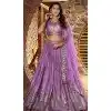 Lavender Dola Silk Embroidery Work Designer Wear Plus Size Lehenga Choli - 158438805