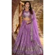Lavender Dola Silk Embroidery Work Designer Wear Lehenga Choli - 158438805