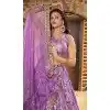 Lavender Dola Silk Embroidery Work Designer Wear Plus Size Lehenga Choli - 158438805