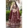Maroon Dola Silk Embroidery Work Designer Wear Plus Size Lehenga Choli - 158438806