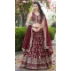 Maroon Dola Silk Embroidery Work Designer Wear Lehenga Choli - 158438806