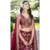 Maroon Dola Silk Embroidery Work Designer Wear Plus Size Lehenga Choli - 158438806