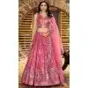 Peach Dola Silk Embroidery Work Designer Wear Plus Size Lehenga Choli - 158438807