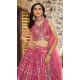 Peach Dola Silk Embroidery Work Designer Wear Lehenga Choli - 158438807