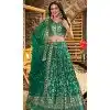 Rama Green Dola Silk Embroidery Work Designer Wear Plus Size Lehenga Choli - 158438809