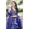 Royal Blue Dola Silk Embroidery Work Designer Wear Plus Size Lehenga Choli - 158438811