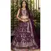Wine Dola Silk Embroidery Work Designer Wear Plus Size Lehenga Choli - 158438812