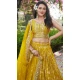 Yellow Dola Silk Embroidery Work Designer Wear Lehenga Choli - 158438813