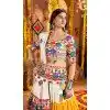 Navratri Special Viscose Cotton Embroidered Plus Size Lehenga Choli In White Color - 158969096