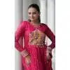 Pink Faux Georgette Bandhani Print Work Navratri Special Plus Size Gown - 12977210391