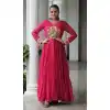 Pink Faux Georgette Bandhani Print Work Navratri Special Plus Size Gown - 12977210391