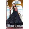 Navratri Special Georgette Gamathi Work Plus Size Gown In Black - 12992210453