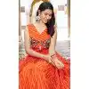 Navratri Special Georgette Gamathi Work Plus Size Gown In Orange - 12992210455