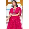 Navratri Special Georgette Gamathi Work Plus Size Gown In Pink - 12992210456