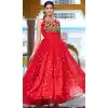 Navratri Special Georgette Gamathi Work Plus Size Gown In Red - 12992210458