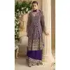 Designer Georgette Embroidered Party Wear Plus Size Plazzo Suit In Purple - 157668314