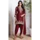 Maroon Faux Georgette Embroidered Punjabi Patiyala Salwar Suit - 157728342