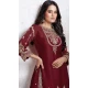 Maroon Faux Georgette Embroidered Punjabi Patiyala Salwar Suit - 157728342