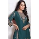 Aqua Blue Faux Georgette Embroidered Punjabi Patiyala Salwar Suit - 157728343
