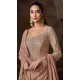 Chinon Embroidery Work Party Wear Anarkali Salwar Kameez In Peach - 157758368