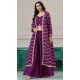 Purple Chinon Embroidered Party Wear Plazzo Shrug Suit - 158038590