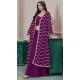 Purple Chinon Embroidered Party Wear Plazzo Shrug Suit - 158038590