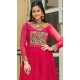Faux Georgette Laheriya Print Navratri Special Gown In Pink - 13000210483