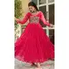 Faux Georgette Laheriya Print Navratri Special Plus Size Gown In Pink - 13000210483