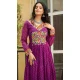 Faux Georgette Laheriya Print Navratri Special Gown In Wine - 13000210484