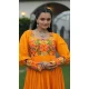 Navratri Special Yellow Rayon Kutchi Gamthi work Gown - 13023210598