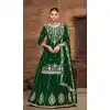 Green Vichitra Silk Embroidery Work Wedding Wear Plus Size Lehenga Suit - 159089182