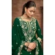 Green Vichitra Silk Embroidery Work Wedding Wear Lehenga Suit - 159089182