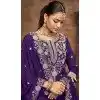Purple Vichitra Silk Embroidery Work Wedding Wear Plus Size Lehenga Suit - 159089183