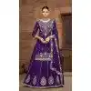 Purple Vichitra Silk Embroidery Work Wedding Wear Plus Size Lehenga Suit - 159089183