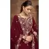 Maroon Vichitra Silk Embroidery Work Wedding Wear Plus Size Lehenga Suit - 159089185