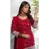 Maroon Faux Georgette Embroidered Party Wear Plus Size Palazzo Suit - 12011204586