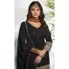 Black Faux Georgette Embroidered Party Wear Plus Size Palazzo Suit - 12011204587