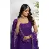 Purple Faux Georgette Embroidered Party Wear Plus Size Palazzo Suit - 12011204588