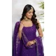 Purple Faux Georgette Embroidered Party Wear Palazzo Suit - 12011204588